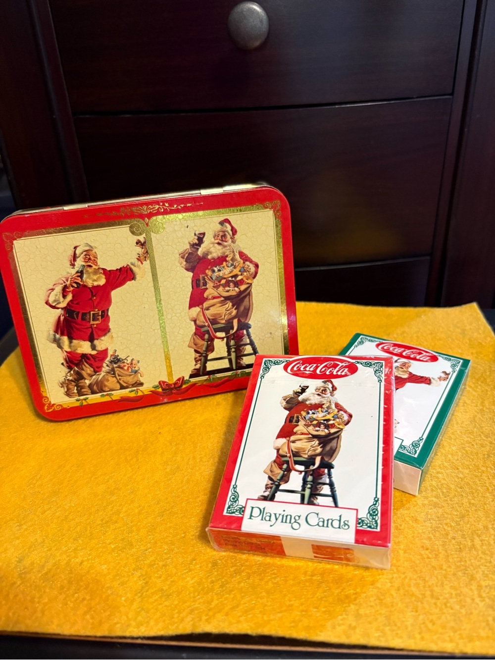 Coca Cola Santa Decks in Red & Green.
